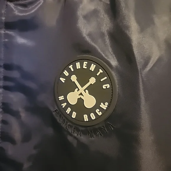 Hard Rock Hotel Riviera Maya Bomber Jacket Blue Zip Up Polyester Mens Small - Picture 4 of 12